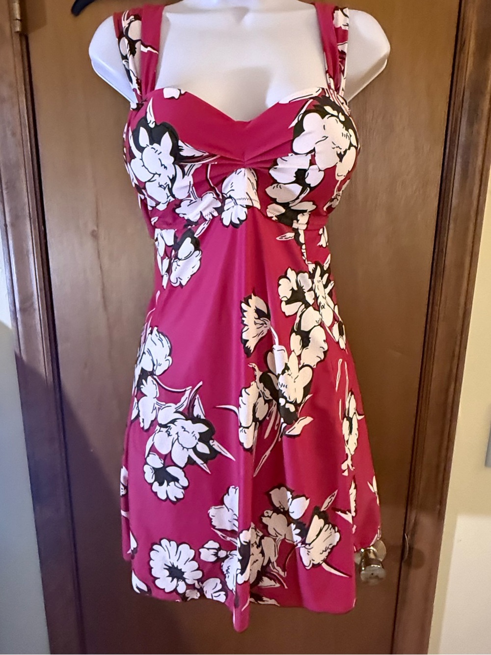 Floral Pink One-Piece Swim Dress - Picture 3 of 10